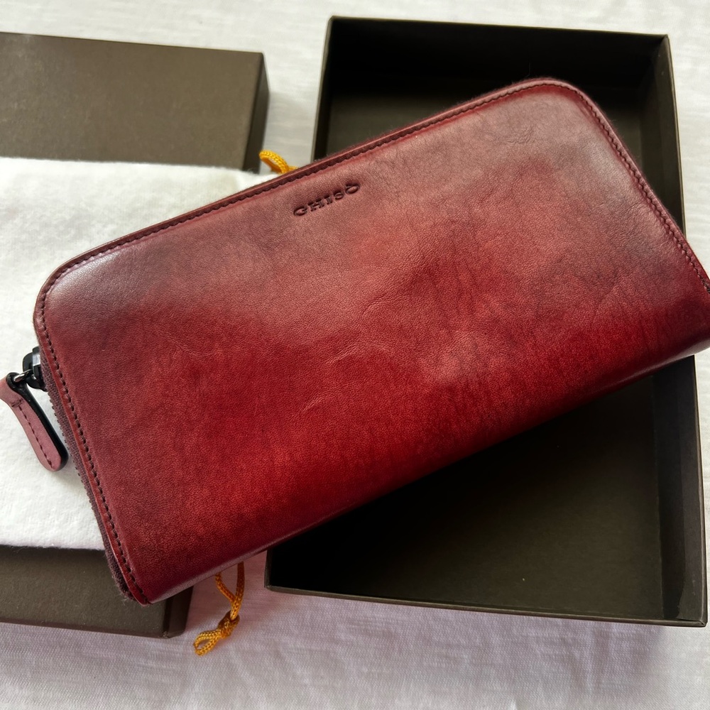Ghiso Red Leather Wallet Made in Italy